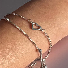 Load image into Gallery viewer, Double Layer Heart Silver Bracelet
