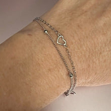 Load image into Gallery viewer, Double Layer Heart Silver Bracelet

