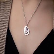 Load image into Gallery viewer, Big Sister, Middle Sister, Little Sister Heart Pendant Necklace with Birthstone Charm
