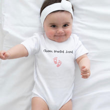 Load image into Gallery viewer, Wanted. Chosen. Loved Baby bodysuit
