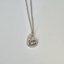 Load image into Gallery viewer, Big Sister, Middle Sister, Little Sister Heart Pendant Necklace with Birthstone Charm
